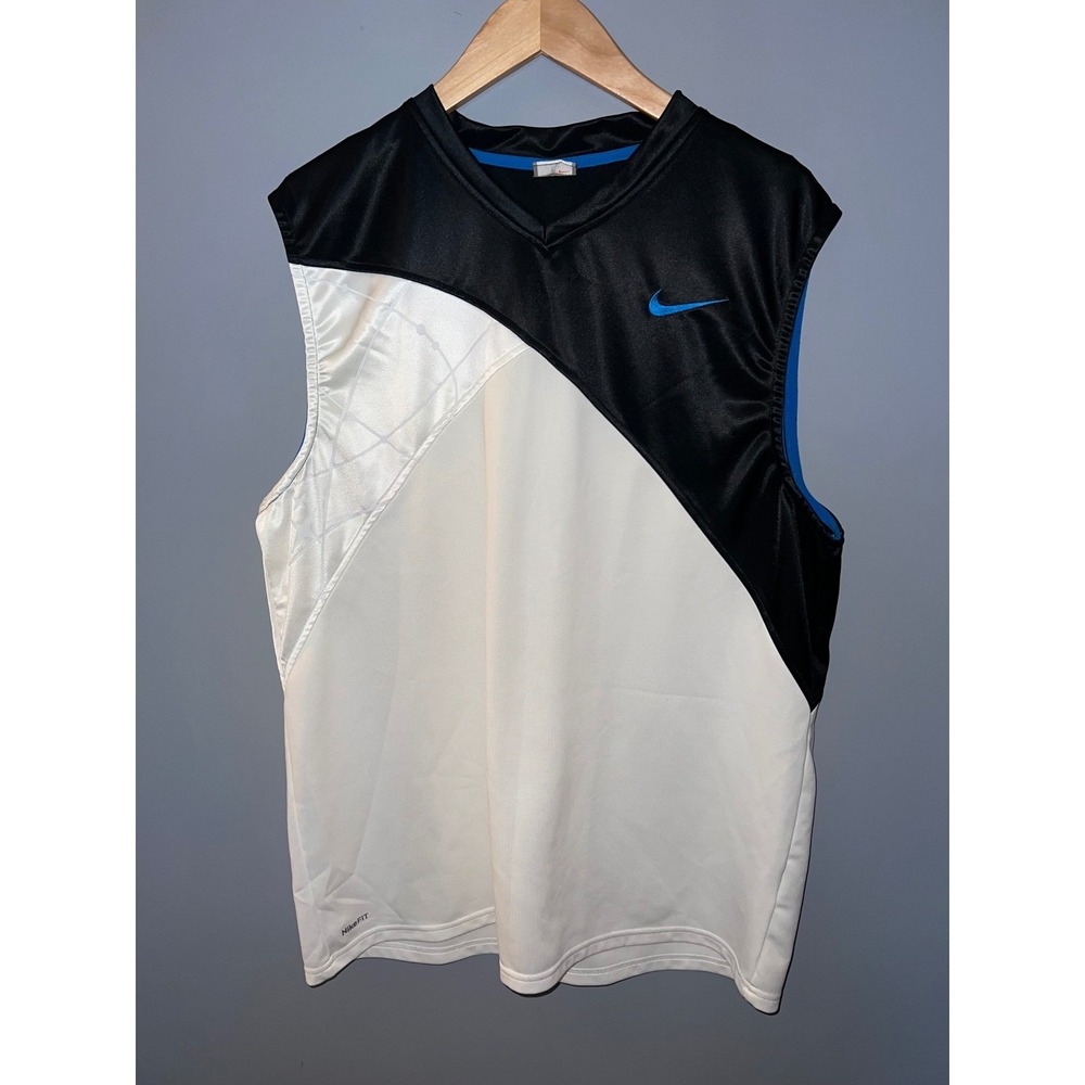 Vintage Nike Flight Basketball Jersey Mens Large Black White Blue Nike Fit Dry